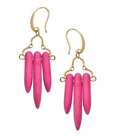 David Aubrey Pink Turquoise Three Spike Earrings