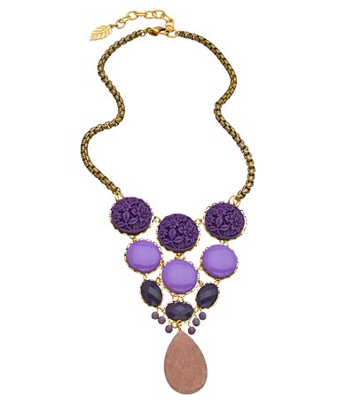 David Aubrey Gold and Multi Stone Teardrop Bib Necklace