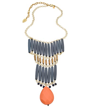 David Aubrey Gold Jade and Multi Stone Amelie Statement Bib Necklace