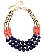 David Aubrey Gold Jade and Multi Stone Amelie Three Strand Statement Necklace