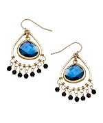 DelVecchio Designs Black and Blue Teardrop Chandelier Earrings