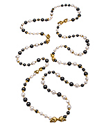 Devora Libin Jewels Isabella Black and White Pearl and Gold Skull Long Necklace