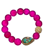 Devoted Jewelry Pink Agate Teardrop Tibetan Bead Bracelet