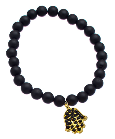 Devoted Black Onyx Crystal Hamsa Bracelet