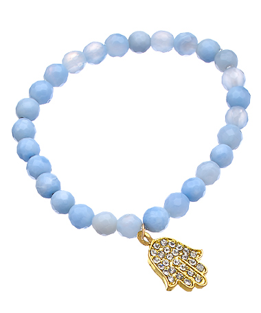 Devoted Blue Lace Agate Crystal Hamsa Bracelet
