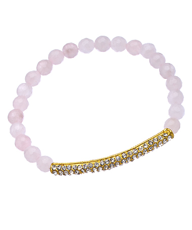 Devoted Rose Quartz Crystal Bar Bracelet
