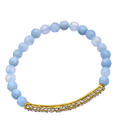Devoted Blue Lace Agate Crystal Bar Bracelet