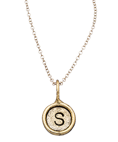 Diana Warner Button Initial Charm Pendant Necklace