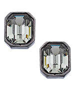 Diana Warner Gunmetal and Black Diamond Crystal Carolyn Stud Earrings