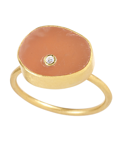 Didi Jewellery Peach Moonstone and White Topaz Starbright Ring