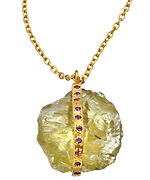 Didi Jewellery Gold Lemon Quartz and CZ Regal Crystal Pendant Necklace