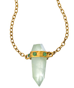 Didi Jewellery Gold Prehnite and Chrysoprase Bullet Pendant Necklace