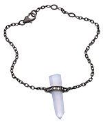 Didi Jewellery Blackened Silver Blue Chalcedony and CZ Bar Bracelet