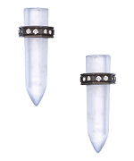 Didi Jewellery Blackened Silver Chalcedony and CZ Regal Pencil Earrings
