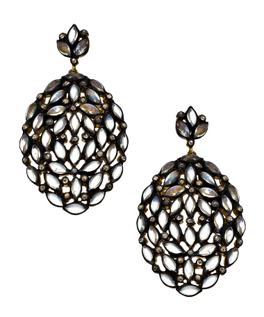 Divya Diamond Pave Moonstone & Diamond Drop Earrings