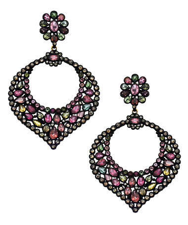 Divya Diamond Tourmaline Pave Gem Drop Earrings