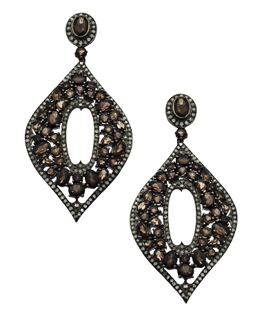 Divya Diamond Smoky Quartz & Diamond Marquise Drop Earrings