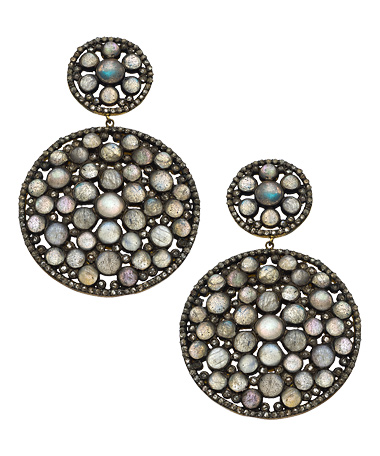 Divya Diamond Moonstone & Diamond  Medallion Earrings