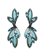Elizabeth Cole Jewelry Light Blue Navette Cluster Dangle Earrings