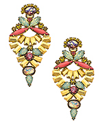Elizabeth Cole Multi Gemstone Vintage Drop Earrings