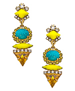 Elizabeth Cole Turquoise Citrine Linear Earrings