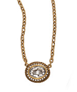 Elizabeth Cole Crystal Oval Pendant Necklace