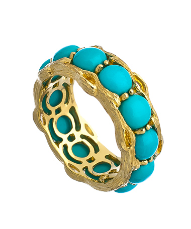 Elizabeth Showers Gold and Turquoise Tree of Life Eternity Bird's Nest Ring