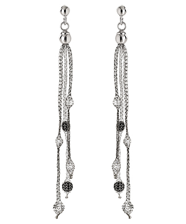 Elliott Chandler Black and White Crystal Drop Mesh Earrings