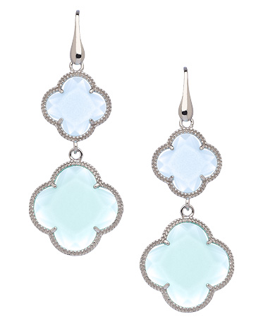 Elliot Chandler Green Four Leaf Clover Double Drop Earrings