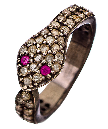 Elodie K Black Silver Snake Knuckle Ring