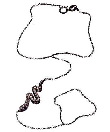Elodie K Black Silver Snakes Hand Bracelet