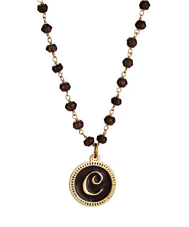 Erica Anenberg Smoky Quartz Initial Necklace