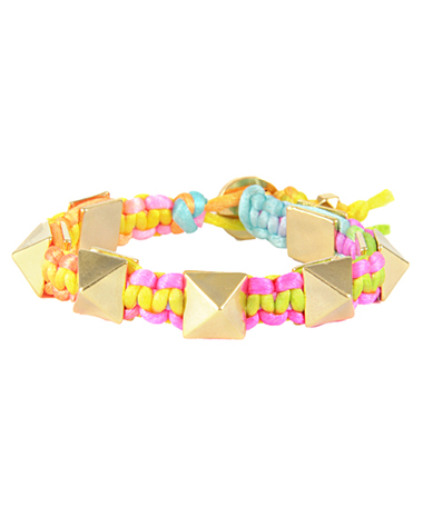 Ettika Pastel Satin Cord Pyramid Bracelet