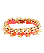 Ettika Orange Pink Chained Spike Bracelet
