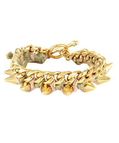 Ettika Peach Khaki Chained Spike Bracelet