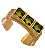 Evelyn Knight Gold and Olive CZ Cuff Bracelet