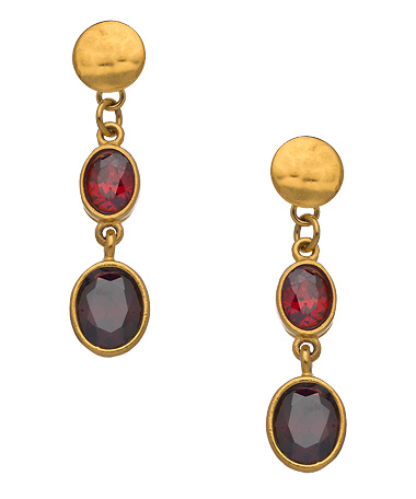 Evelyn Knight Ruby CZ Oval Drop Earrings