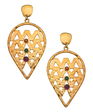 Evelyn Knight Hammered Shield Gemstone Earrings
