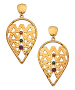 Evelyn Knight Hammered Shield Gemstone Earrings