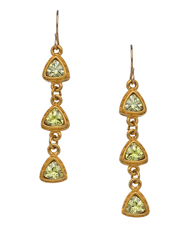 Evelyn Knight Peridot CZ Triple Drop Earrings