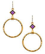 Evelyn Knight Amethyst Hammered Hoop Earrings