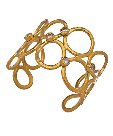 Evelyn Knight Gold Hammered Circle Cuff Bracelet