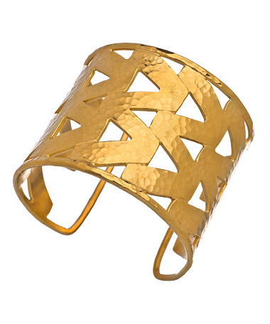 Evelyn Knight Gold Hammered 'M' Designed Cuff Bracelet