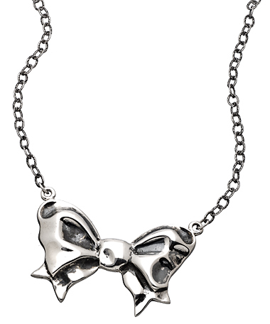 Femme Metale Silver Girlie Bow Necklace