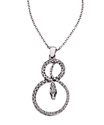 Flying Lizard Oxidized Silver and Rhinestone Snake Necklace