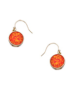 Flying Lizard Orange Lab Opal Drop Earrings