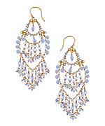 Flying Lizard Gold and Lavender and Crystal Teardrop Chandelier Earrings