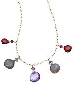 Flying Lizard Multi Gemstone Charm Necklace