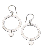 Flying Lizard Silver Textured Circle Hoop Earrings