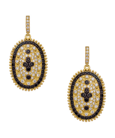 Freida Rothman Pave Clover Shield Drop Earrings